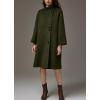 imagechouyatou Womens Fall Winter Elegant Wool Coat Button Down Business Casual Midi Long Pea Coat with PocketsMoss Green