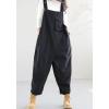 imagechouyatou Womens Loose Adjustable Strap Barrel Overalls Business Casual Jumpsuits Cargo Pant with PocketsBlack