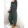 imagechouyatou Womens Loose Adjustable Strap Barrel Overalls Business Casual Jumpsuits Cargo Pant with PocketsGreyish Green