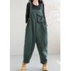 imagechouyatou Womens Loose Adjustable Strap Barrel Overalls Business Casual Jumpsuits Cargo Pant with PocketsGreyish Green