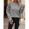 imagechouyatou Womens Vintage Polka Dot Sweater Top Fall Casual Crewneck Pullover Knitted Jumper TopsGray