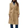 imagechouyatou Womens Business Casual Double Breasted Wool Coat Belted Lapel Collar Midi Long Winter Trench CoatCamel