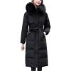 imagechouyatou Womens Elegant Back Flap MidLong Hooded Winter Alternative Down Coat Small Black