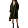 imagechouyatou Womens Fall Winter Elegant Wool Coat Button Down Business Casual Midi Long Pea Coat with PocketsMoss Green