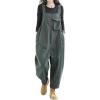 imagechouyatou Womens Loose Adjustable Strap Barrel Overalls Business Casual Jumpsuits Cargo Pant with PocketsGreyish Green