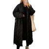 imagechouyatou Womens Oversized Quilted Down Coat Winter Casual Belted Midi Long Puffer Jacket Wrap CoatBlack