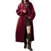 imagechouyatou Womens Winter Double Breasted Wool Coat Business Casual Midi Long Winter Dressy PeacoatRed
