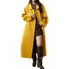 imagechouyatou Womens Winter Double Breasted Wool Coat Business Casual Midi Long Winter Dressy PeacoatYellow