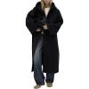 imagechouyatou Womens Winter Wool Trench Coat Single Breasted Warm Long Overcoat Jacket Coat with HoodBlack