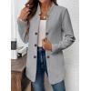 imagechouyatou Womens Vintage Double Breasted Blazer Jacket Business Casual Trench Coat Outerwear OvercoatGray