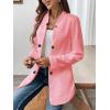 imagechouyatou Womens Vintage Double Breasted Blazer Jacket Business Casual Trench Coat Outerwear OvercoatPink