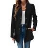 imagechouyatou Womens Vintage Double Breasted Blazer Jacket Business Casual Trench Coat Outerwear OvercoatBlack