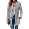 imagechouyatou Womens Vintage Double Breasted Blazer Jacket Business Casual Trench Coat Outerwear OvercoatGray