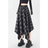 imagechouyatou Women 2025 Fall ALine Pleated Midi Long Plaid Skirt Casual Handkerchief Hem Flare Skater SkirtBlack