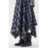 imagechouyatou Women 2025 Fall ALine Pleated Midi Long Plaid Skirt Casual Handkerchief Hem Flare Skater SkirtNavy Blue