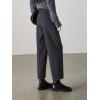 imagechouyatou Womens Fall Winter Wool Pants Elastic Waist Dressy Work Business Casual Slacks Cropped TrouserDark Grey