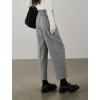 imagechouyatou Womens Fall Winter Wool Pants Elastic Waist Dressy Work Business Casual Slacks Cropped TrouserGrey