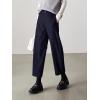 imagechouyatou Womens Fall Winter Wool Pants Elastic Waist Dressy Work Business Casual Slacks Cropped TrouserNavy Blue