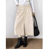 imagechouyatou Womens Pu Faux Leather Wide Leg Cropped Pants High Elastic Waist Baggy Barrel Capri Palazzo PantsBeige White