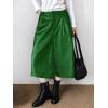 imagechouyatou Womens Pu Faux Leather Wide Leg Cropped Pants High Elastic Waist Baggy Barrel Capri Palazzo PantsGreen