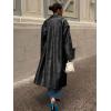 imagechouyatou Womens Faux Leather Long Trench Coat Casual Lapel Single Breasted Pu Leather Jacket Outerwear OvercoatBlack
