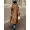 imagechouyatou Womens Faux Leather Long Trench Coat Casual Lapel Single Breasted Pu Leather Jacket Outerwear OvercoatBrown