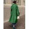 imagechouyatou Womens Faux Leather Long Trench Coat Casual Lapel Single Breasted Pu Leather Jacket Outerwear OvercoatGreen