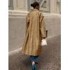 imagechouyatou Womens Faux Leather Long Trench Coat Casual Lapel Single Breasted Pu Leather Jacket Outerwear OvercoatKhaki