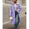 imagechouyatou Womens Faux Leather Long Trench Coat Casual Lapel Single Breasted Pu Leather Jacket Outerwear OvercoatPurple