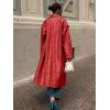 imagechouyatou Womens Faux Leather Long Trench Coat Casual Lapel Single Breasted Pu Leather Jacket Outerwear OvercoatRed