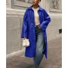 imagechouyatou Womens Faux Leather Long Trench Coat Casual Lapel Single Breasted Pu Leather Jacket Outerwear OvercoatRoyal Blue