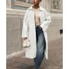 imagechouyatou Womens Faux Leather Long Trench Coat Casual Lapel Single Breasted Pu Leather Jacket Outerwear OvercoatWhite