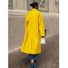 imagechouyatou Womens Faux Leather Long Trench Coat Casual Lapel Single Breasted Pu Leather Jacket Outerwear OvercoatYellow