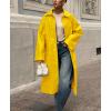 imagechouyatou Womens Faux Leather Long Trench Coat Casual Lapel Single Breasted Pu Leather Jacket Outerwear OvercoatYellow