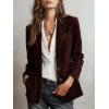 imagechouyatou Womens Retro Faux Suede Leather Blazer Jacket Notched Collar Work Dressy Business Casual CoatDark Brown