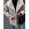 imagechouyatou Womens Winter Loose Fit Cropped Wool Coat Double Breasted Dressy Short Blazer Jacket PeacoatApricot