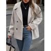 imagechouyatou Womens Winter Loose Fit Cropped Wool Coat Double Breasted Dressy Short Blazer Jacket PeacoatApricot