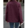 imagechouyatou Womens Winter Loose Fit Cropped Wool Coat Double Breasted Dressy Short Blazer Jacket PeacoatBurgundy