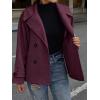 imagechouyatou Womens Winter Loose Fit Cropped Wool Coat Double Breasted Dressy Short Blazer Jacket PeacoatBurgundy