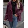 imagechouyatou Womens Winter Loose Fit Cropped Wool Coat Double Breasted Dressy Short Blazer Jacket PeacoatBurgundy