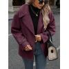 imagechouyatou Womens Winter Loose Fit Cropped Wool Coat Double Breasted Dressy Short Blazer Jacket PeacoatBurgundy