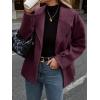 imagechouyatou Womens Winter Loose Fit Cropped Wool Coat Double Breasted Dressy Short Blazer Jacket PeacoatBurgundy