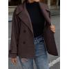 imagechouyatou Womens Winter Loose Fit Cropped Wool Coat Double Breasted Dressy Short Blazer Jacket PeacoatCoffee
