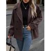imagechouyatou Womens Winter Loose Fit Cropped Wool Coat Double Breasted Dressy Short Blazer Jacket PeacoatCoffee