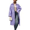 imagechouyatou Womens Faux Leather Long Trench Coat Casual Lapel Single Breasted Pu Leather Jacket Outerwear OvercoatPurple