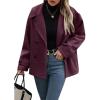 imagechouyatou Womens Winter Loose Fit Cropped Wool Coat Double Breasted Dressy Short Blazer Jacket PeacoatBurgundy