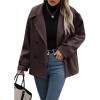 imagechouyatou Womens Winter Loose Fit Cropped Wool Coat Double Breasted Dressy Short Blazer Jacket PeacoatCoffee