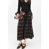 imagechouyatou Women Fall Elastic Waist ALine Pleated Plaid Wool Skirt Winter Midi Long Swing Skirt with PocketBrown