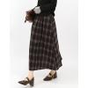 imagechouyatou Women Fall Elastic Waist ALine Pleated Plaid Wool Skirt Winter Midi Long Swing Skirt with PocketBrown