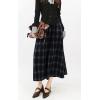 imagechouyatou Women Fall Elastic Waist ALine Pleated Plaid Wool Skirt Winter Midi Long Swing Skirt with PocketNavy Blue
